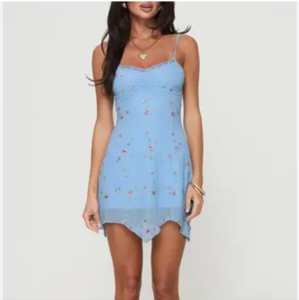 Floral Blue Spaghetti Strap Dress